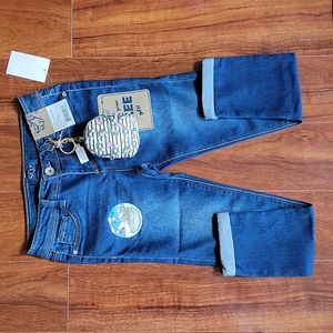 SQZ Jeans  Rolled Ankle Crop Denim Bonus Mini Unicorn Backpack Girl's Size 8 NEW